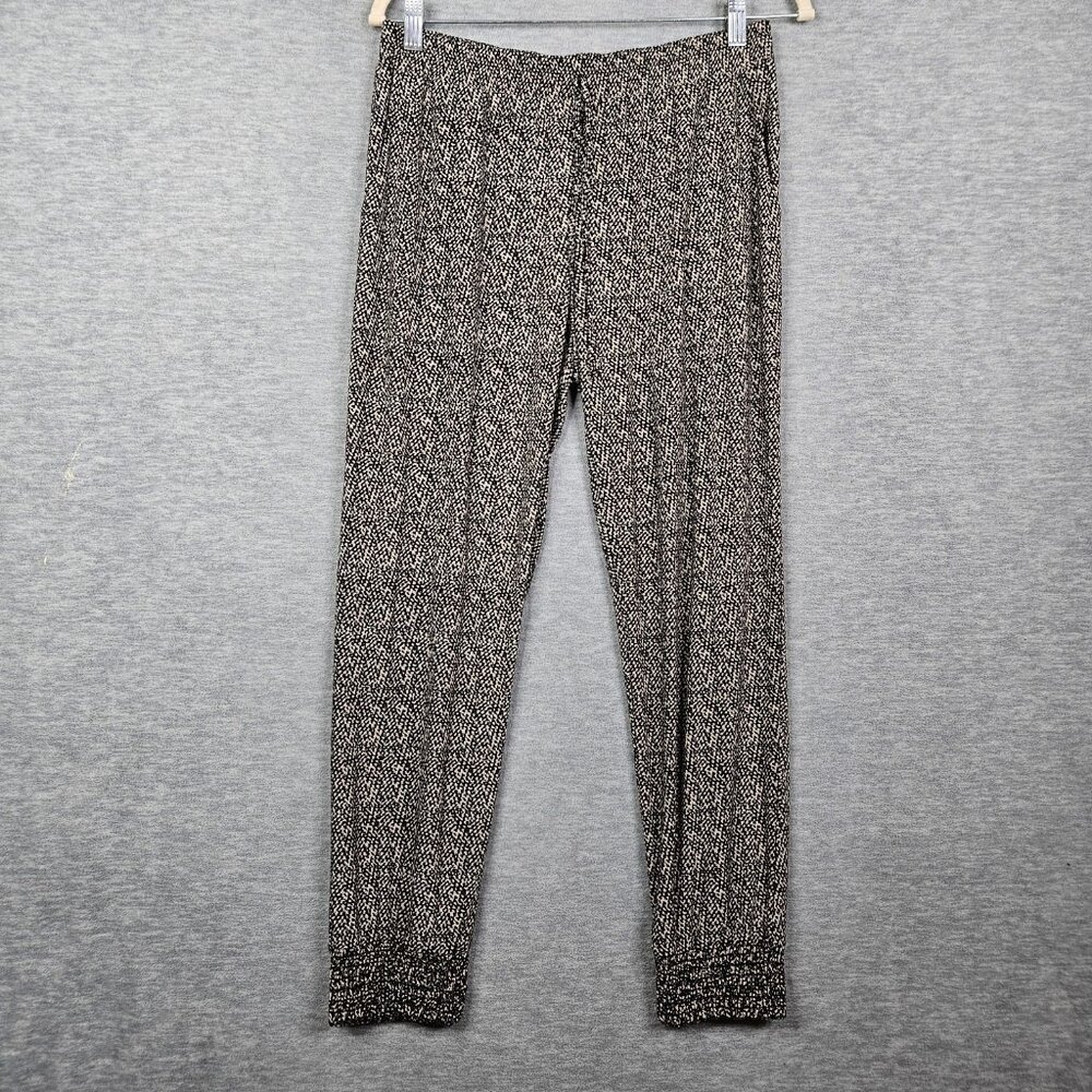 Veronica M Women’s Black White Pattern Printed Pockets Elastic waist Jogger Sz M